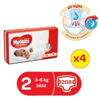 HUGGIES DRYCOMFORT DIAPERS SIZE 2 (52 diapers x 4) 208